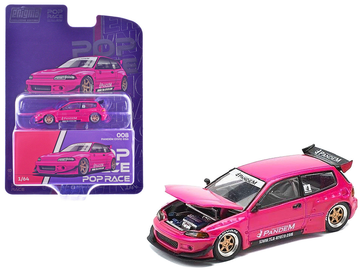 Pandem Civic EG6 RHD (Right Hand Drive) Pink "Enigma Exclusive Edition" 1/64 Diecast Model Car by Pop Race LuxuryLifeWay Online Store