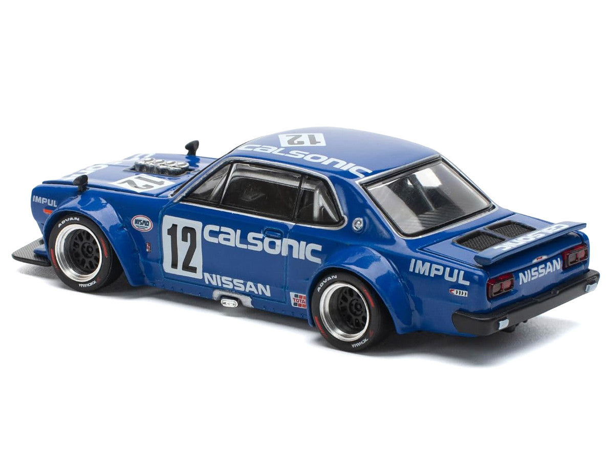 Skyline GT-R V8 Drift "Hakosuka" RHD (Right Hand Drive) #12 "Calsonic" Blue with Graphics 1/64 Diecast Model Car by Pop Race LuxuryLifeWay Online Store