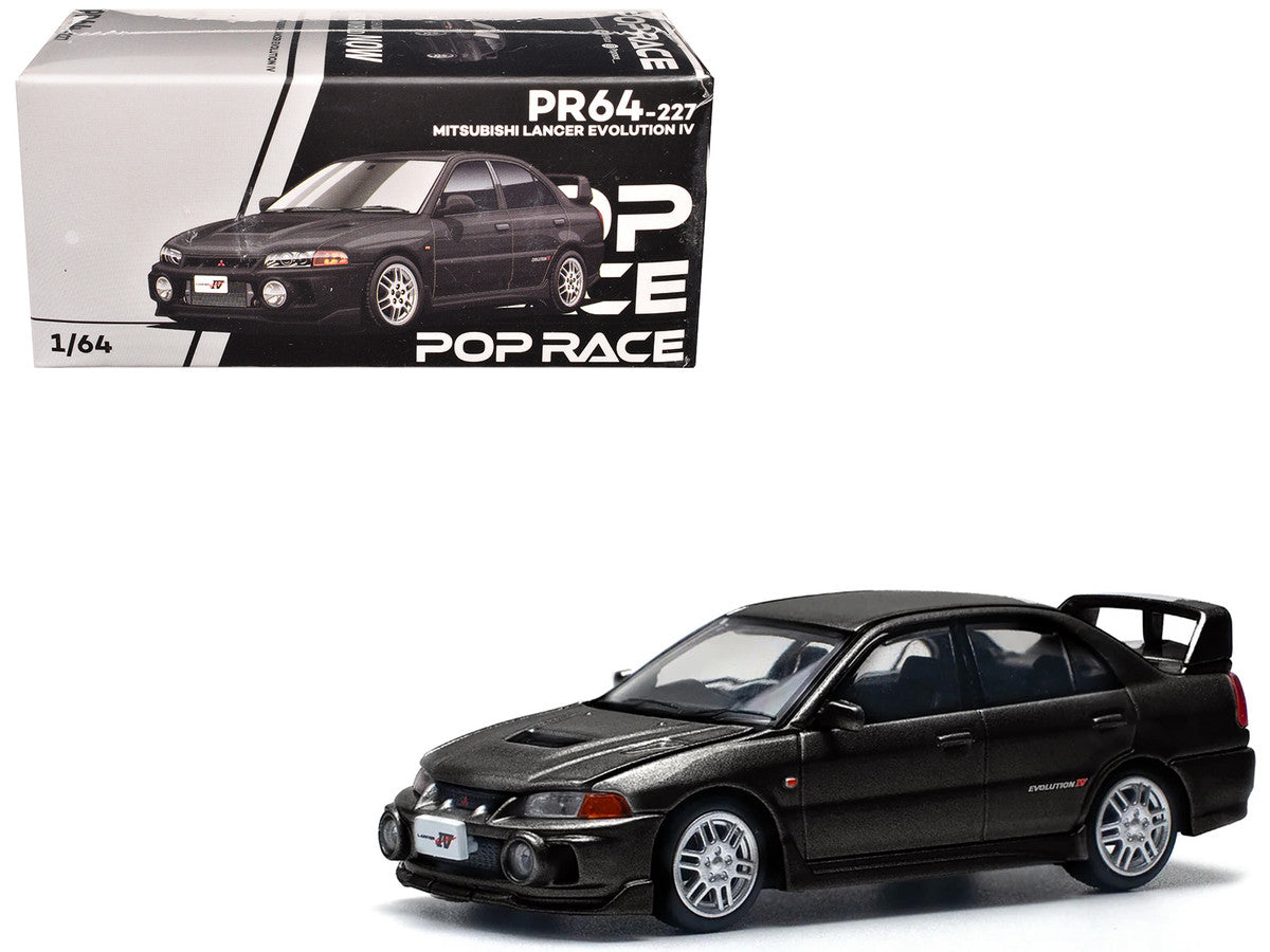Mitsubishi Lancer Evolution IV RHD (Right Hand Drive) Pyrenees Black Pearl 1/64 Diecast Model Car by Pop Race LuxuryLifeWay Online Store