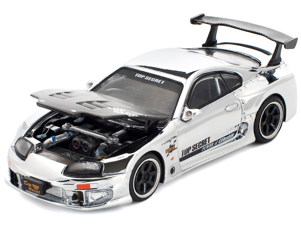 Toyota Supra "Top Secret" GT300 RHD (Right Hand Drive) Silver Chrome 1/64 Diecast Model Car by Pop Race LuxuryLifeWay Online Store