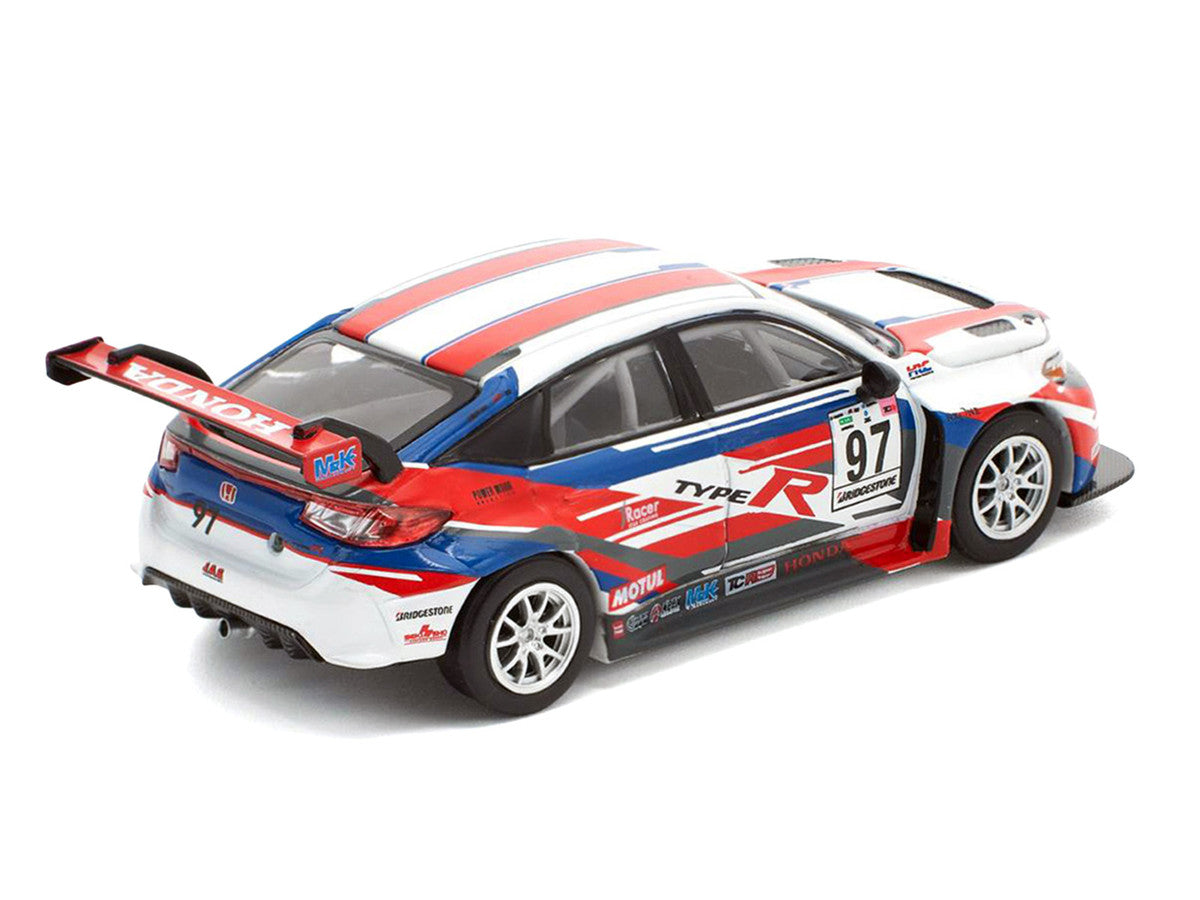 Honda Civic Type R TCR #97 "M&K Racing" White with Blue and Red Graphics 1/64 Diecast Model Car by Pop Race LuxuryLifeWay Online Store