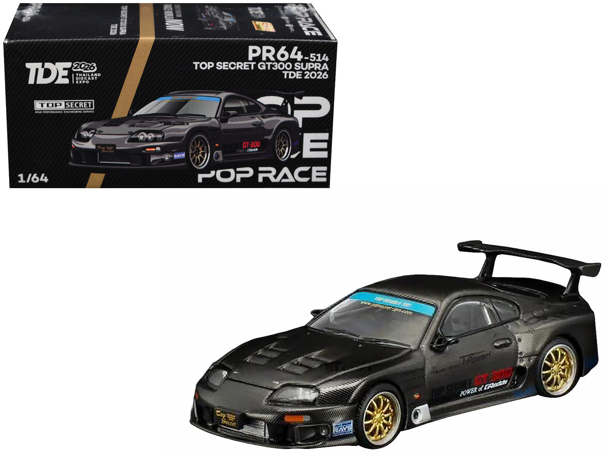 Toyota Supra "Top Secret" GT300 RHD (Right Hand Drive) Black Carbon "Thailand Diecast Expo 2026" 1/64 Diecast Model Car by Pop Race LuxuryLifeWay Online Store