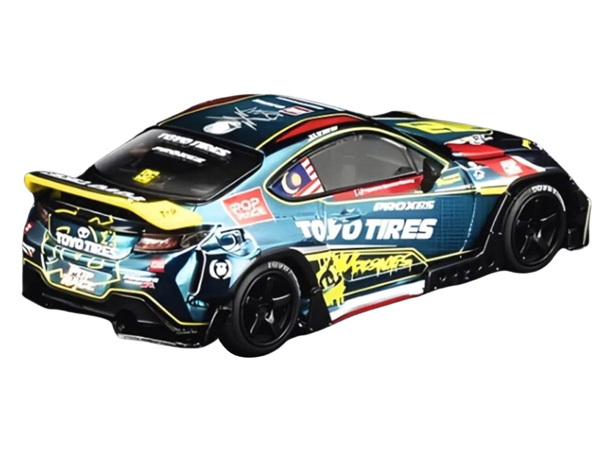 Toyota Pandem GR86 "Tengku Djan Ley" Blue Metallic with Graphics 1/64 Diecast Model Car by Pop Race LuxuryLifeWay Online Store