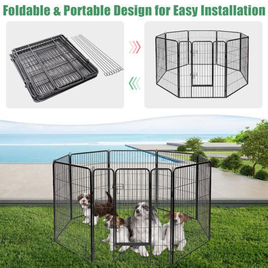 8 Metal Panel Heavy Duty Pet Playpen Dog Fence with Door-48 inches LuxuryLifeWay Online Store