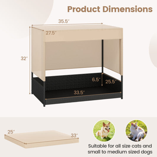 Elevated Wicker Dog House for Small to Medium Breeds-Black LuxuryLifeWay Online Store