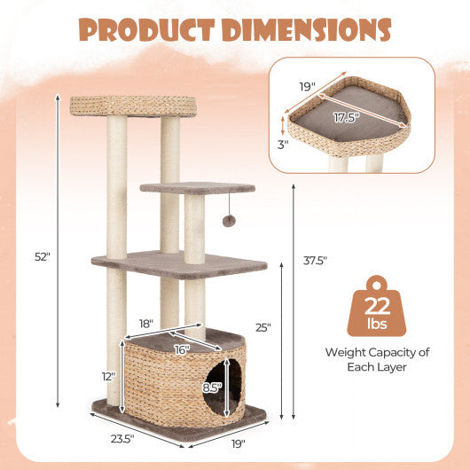 4-Layer Cat Tower with Scratching Posts Condo and Washable Cushions-Coffee LuxuryLifeWay Online Store