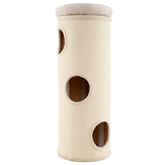 49 Inch Elevated Cat Cave 4-Story Cat House for Multiple Cats-Beige LuxuryLifeWay Online Store