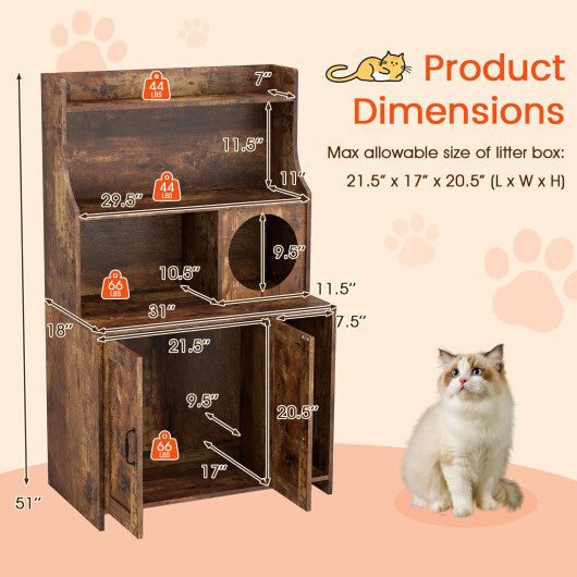 Modern Wooden Industrial Cat Litter Box Enclosure with Storage Shelves-Brown LuxuryLifeWay Online Store