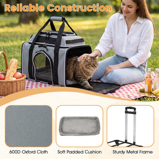 Foldable Pet Carrier with Wheels Airline Approved Rolling Cat and Dog Carrier-Black LuxuryLifeWay Online Store