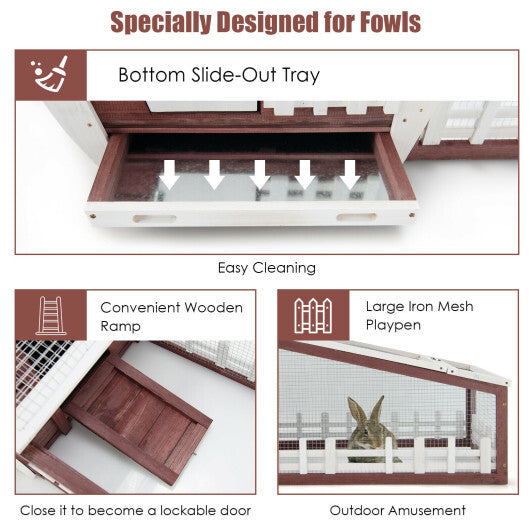 62 Inch Wooden Rabbit Hutch with Pull Out Tray-Red LuxuryLifeWay Online Store
