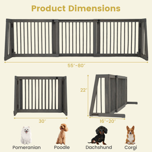 Folding Adjustable Free Standing 3 Panel Wood Fence LuxuryLifeWay Online Store