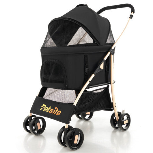 3-In-1 Pet Stroller with Removable Car Seat Carrier-Black LuxuryLifeWay Online Store