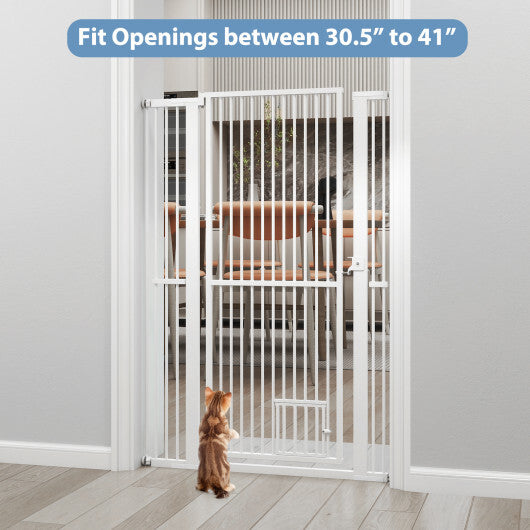 59" Extra Tall Pet Gate Heavy-Duty Metal Cat Gate with Wide Opening-White LuxuryLifeWay Online Store
