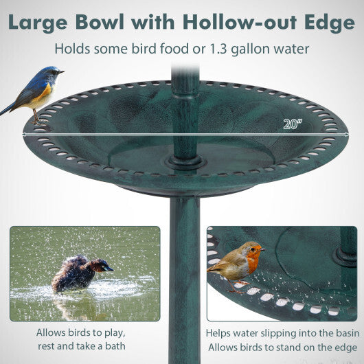 Pedestal Bird Bath with Solar Light with Bird Feeder and Flower Planter-Bronze LuxuryLifeWay Online Store