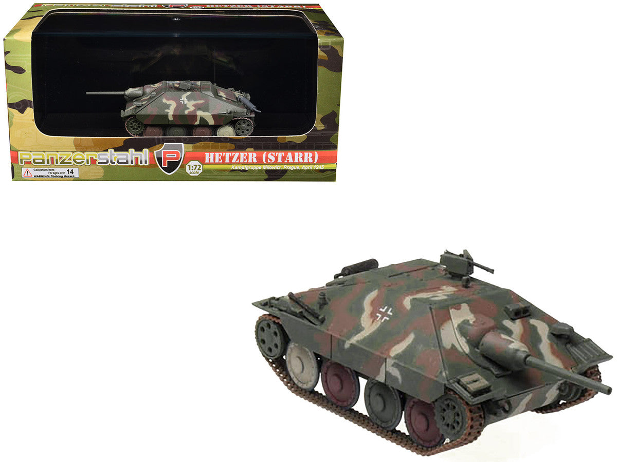 Hetzer (Starr) Tank Destroyer "Kampfgruppe Milowitz Prague" (1945) German Army 1/72 Diecast Model by Panzerstahl LuxuryLifeWay Online Store