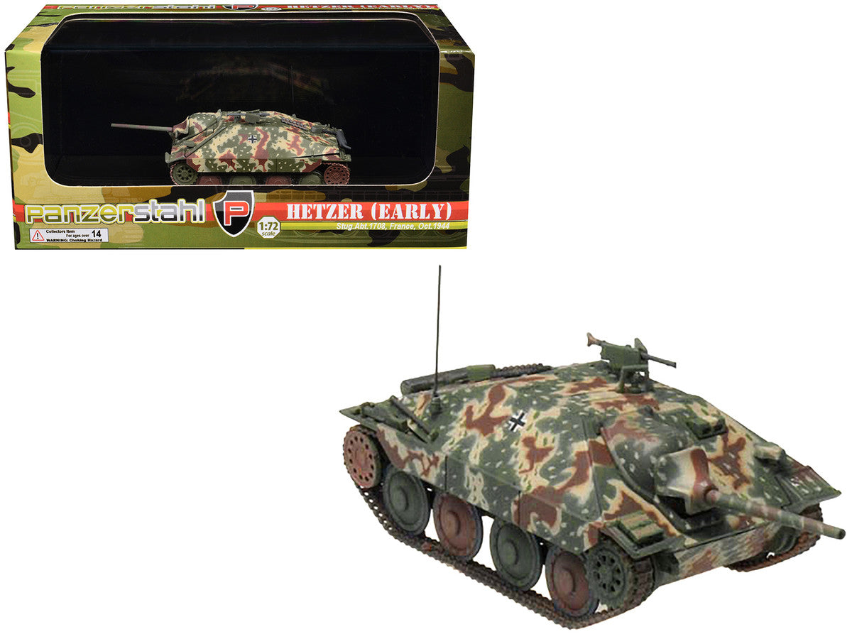 Hetzer (Early) Tank Destroyer "StuG.Abt 1708 France" (1944) German Army 1/72 Diecast Model by Panzerstahl LuxuryLifeWay Online Store