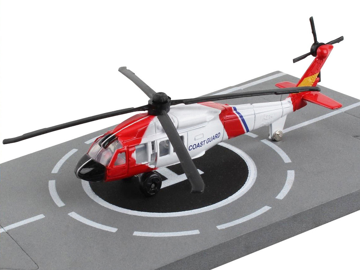 Sikorsky HH-60J Jayhawk Helicopter White and Red "United States Coast Guard" with Runway Section Diecast Model by Runway24 LuxuryLifeWay Online Store