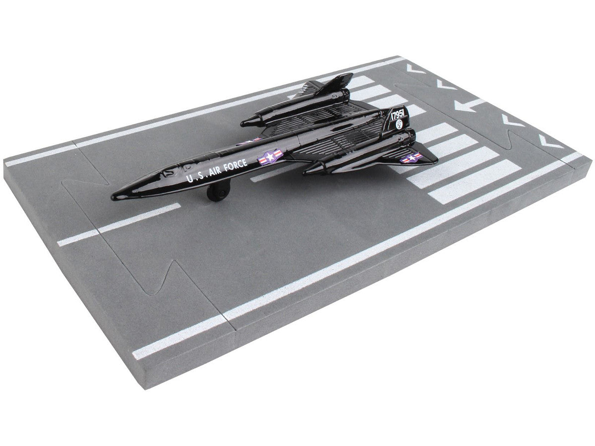 Lockheed SR-71 Blackbird Aircraft Black "United States Air Force" with Runway Section Diecast Model Airplane by Runway24 LuxuryLifeWay Online Store