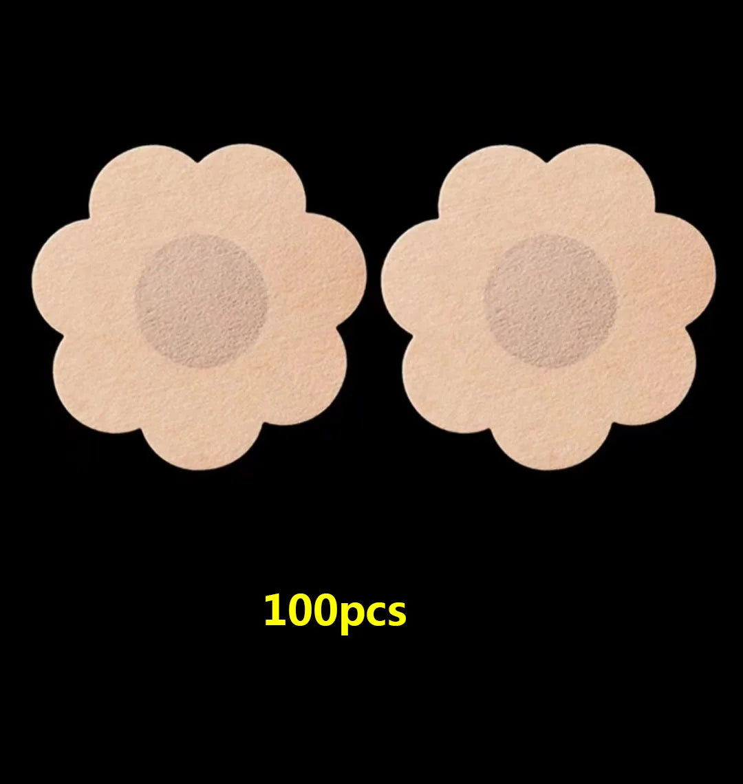 100Pcs Nipple Sticker Disposable Invisible Chest Sticker Non-woven Bra Breast Patch Bra-less Pasties Pad Nipple Cover Stickers Pi-Mart