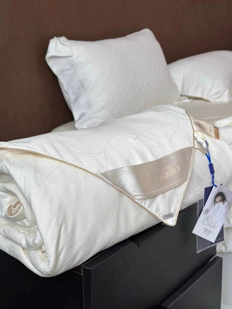 100% Natural Silk Quilt Lyocell Fiber Duvet Queen Size Summer Blanket White Luxury Jacquard Bedding Single Double Bed Comforter Pi-Mart
