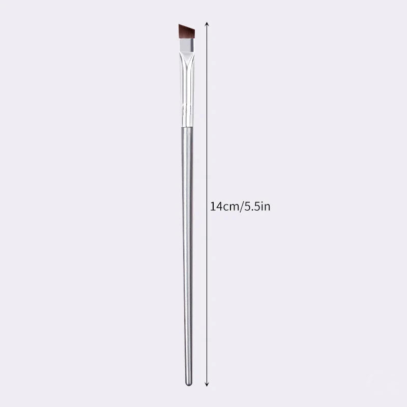 12pcs silvery Super Thin Blade Eyeliner Brush & Soft Makeup Brush Set, Portable Eyebrow Brush & Multipurpose Cosmetic Tool Tri Light Beauty