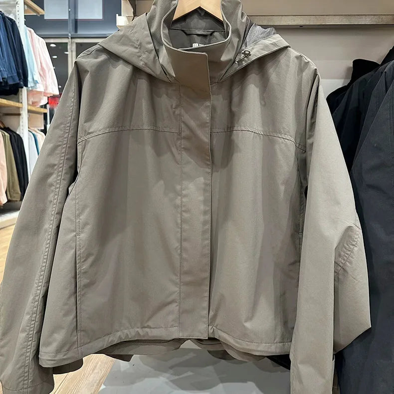 2026 Autumn Women Windproof Jacket Coat Fashion Hooded Stand Collar Thin Jacket Femme Casaco Abrigo Streetwear LadyShow.Store