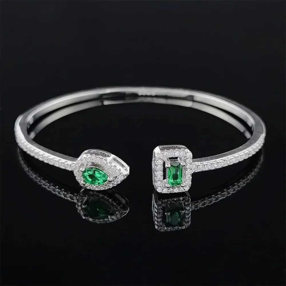 Trendy Snake Punk Pear Shape Silver Color on Hand Adjustable Open Bangle for Women Anniversary Gift Jewelry Wholesale S5214bb Pi-Mart