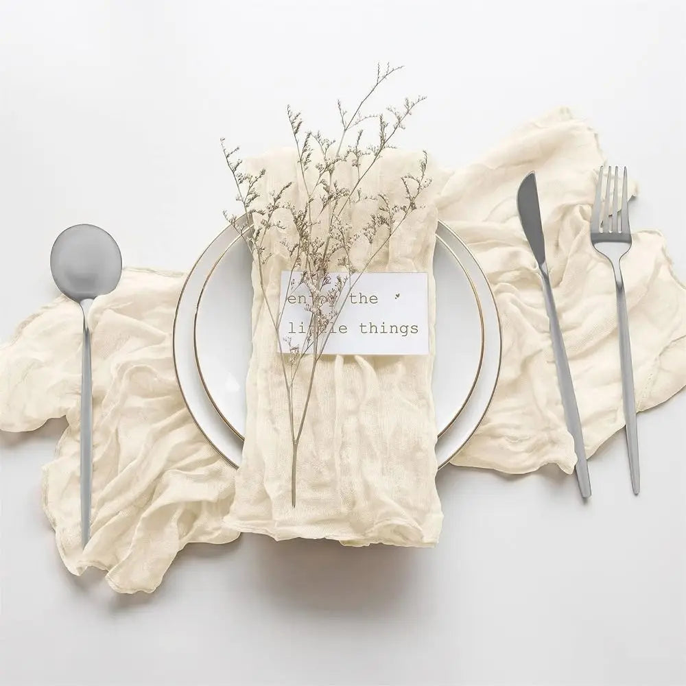 Party Supply Table Decoration Gauze Napkin Soft Thin Cotton Napkin Retro Reusable Placemats Hotel Pi-Mart