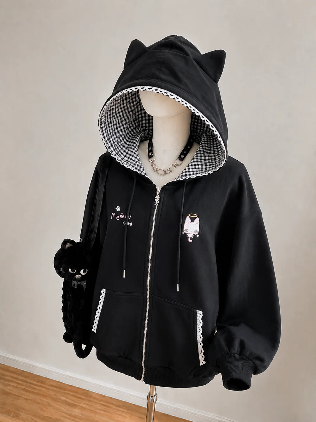 American Vintage Japanese Jacket Hooded Women 2026 Cotton Coats Outwear Design Subculture Gothic Sweatshirts Harajuku Pi-Mart