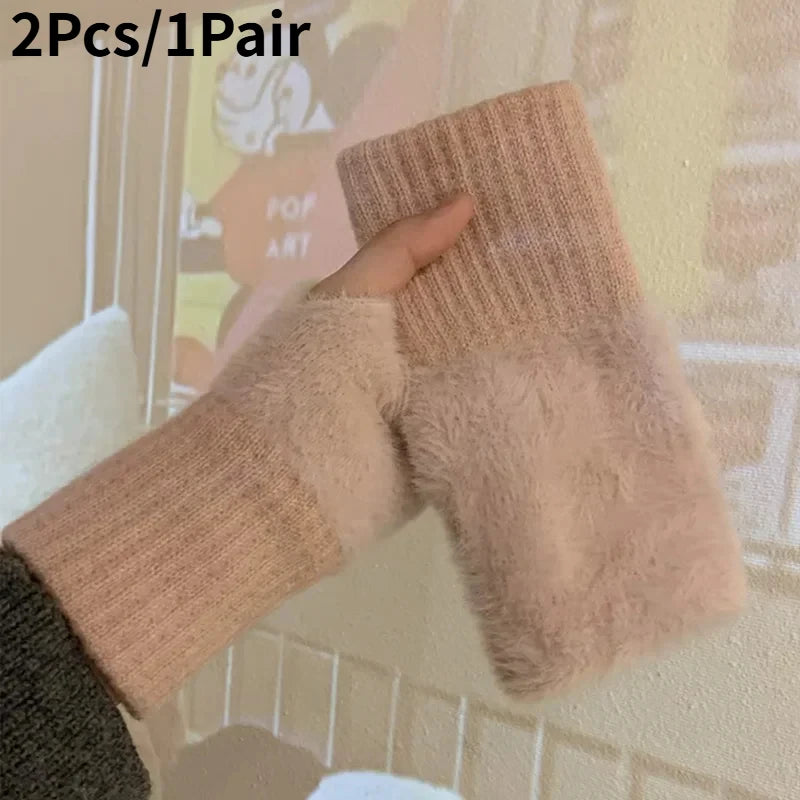 Women's Long Fleece Winter Gloves, Soft Warm Hand Warmer with Elastic Cuffs, Comfortable Cold Weather, Outdoor & Casual Wear Pi-Mart
