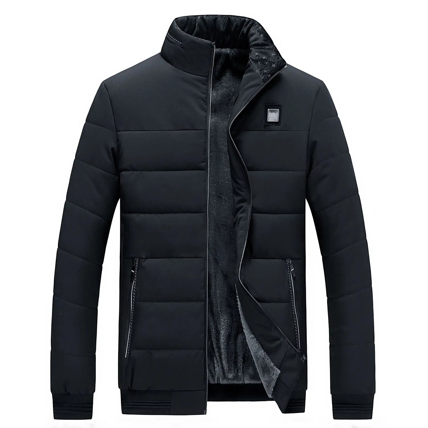 Puffer Jacket Mens Fleece Lined Thick Parkas Stand Collar Jacket Men's Coat Winter Warm Thick Coat Quilted Padded Jacket Outwear LadyShow.Store