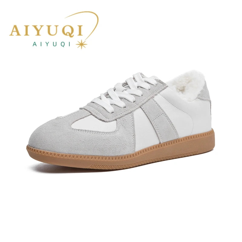 AIYUQI Women's Sneakers 2026 New Genuine Leather Ladies Moral Training Shoes Casual Spring Flat Shoes Women Pi-Mart
