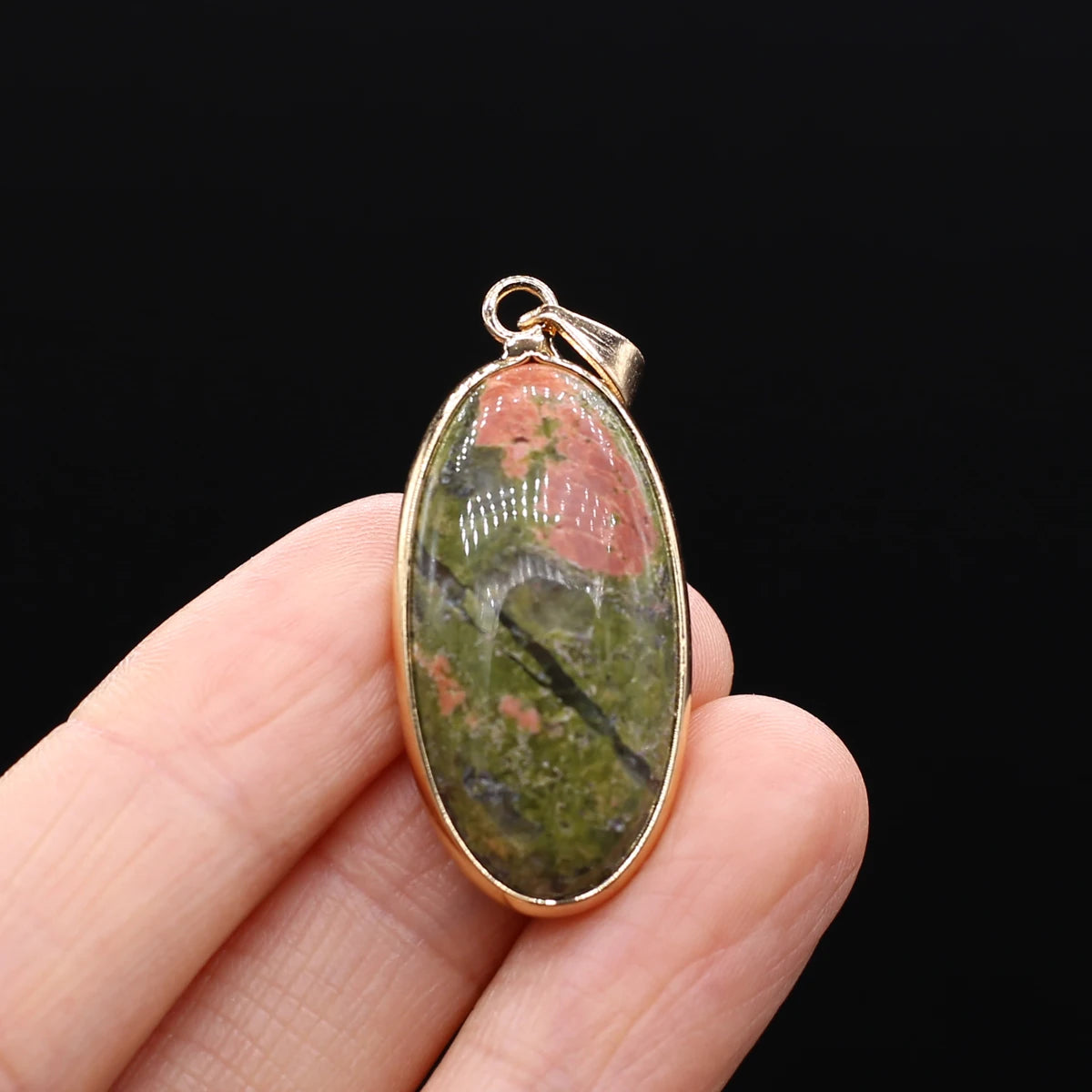 Natural Stone Pendants Grey Agate Unakite Tiger Eye Cabochon Beads Pendant for Jewelry Making DIY Charms Necklace Accessories Pi-Mart