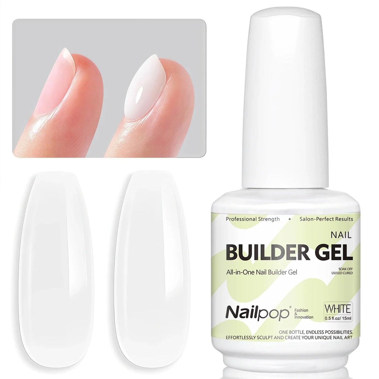 Nailpop 7-in-1 Builder Nail Gel HEMA/TPO Free Fast Building Gel Nail Polish 8 Colors Nail Tip Reinforcement and Extension 15ml Tri Light Beauty