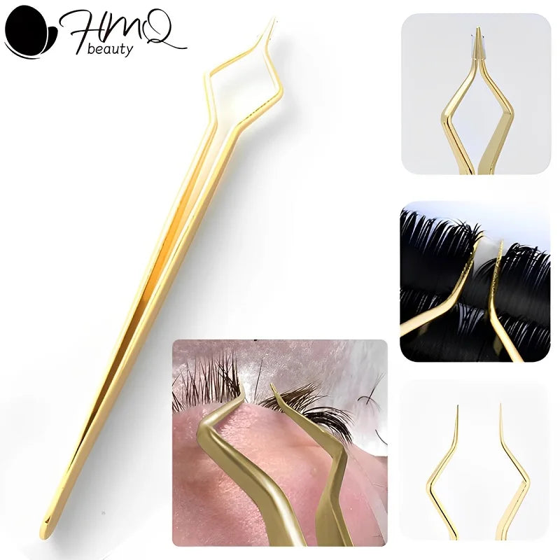 New Lash Extension Tweezers Anti slip Stainless Steel Curved Tip Straight Tweezers High Precision Nail Art Makeup Beauty Tools Pi-Mart