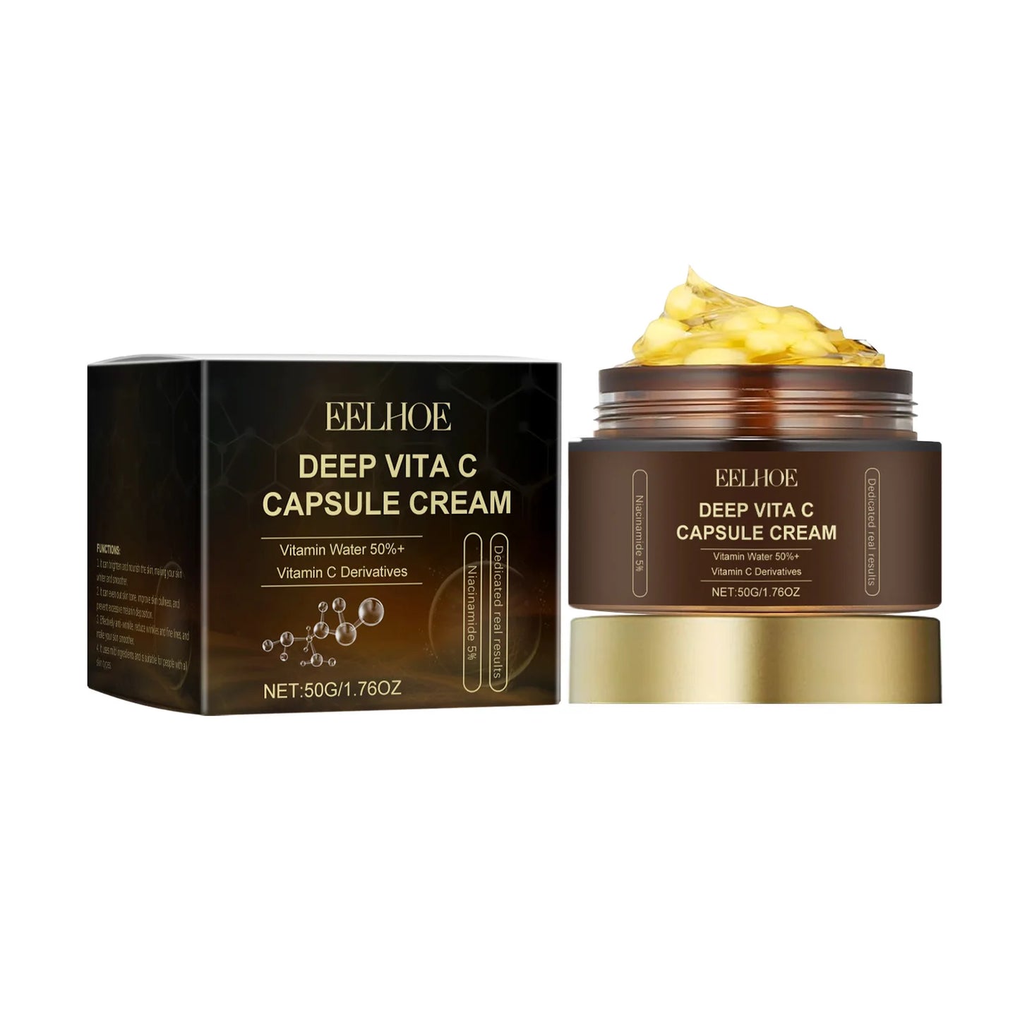 Vitamin C Capsules Facial Moisturizing Cream Melanin Removal Rejuvenate Skin Lightening Wrinkles Remover Brightening Face Cream Pi-Mart