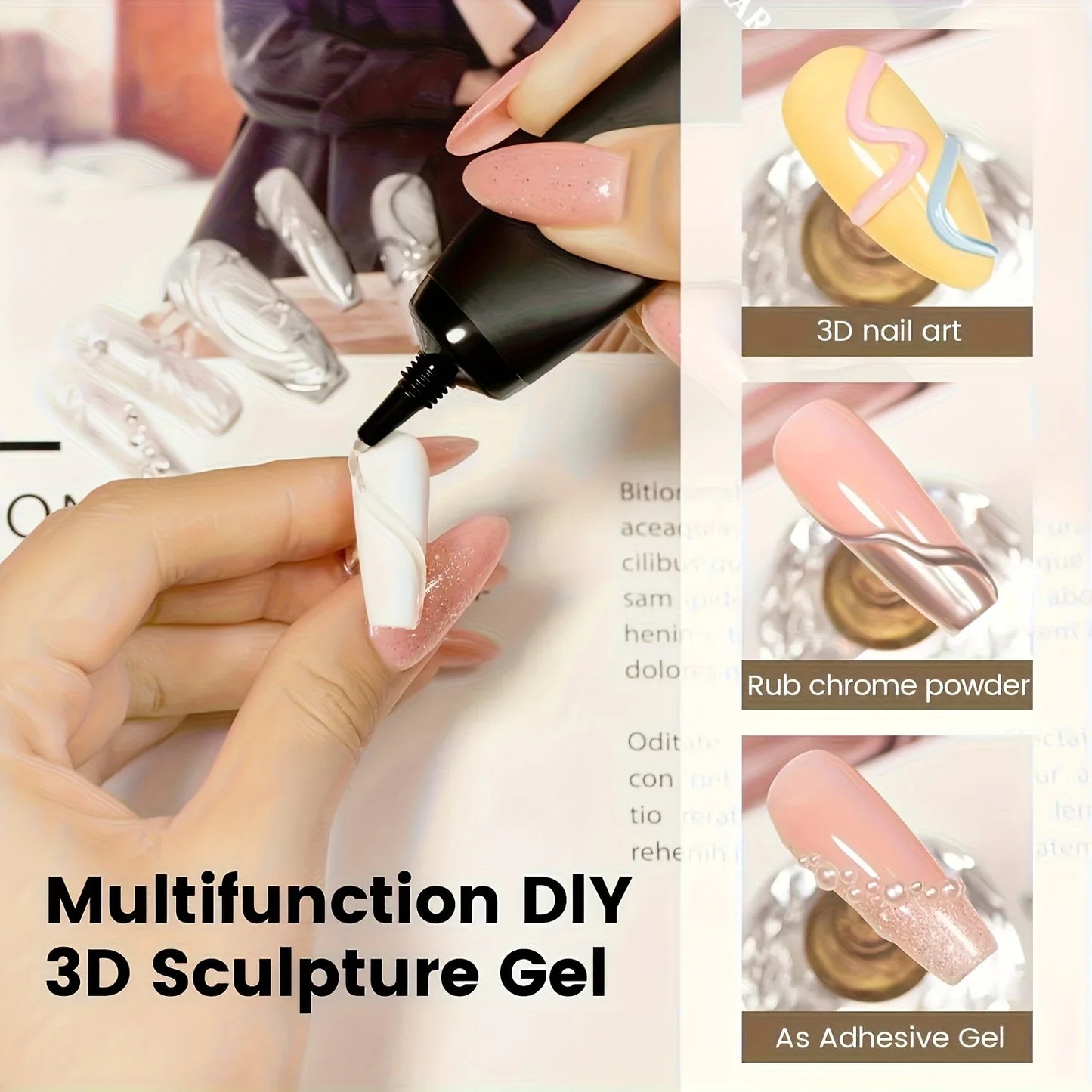 3D Gel - Nail Art Modeling Gel, Suitable for Nail Design Autumn And Winter DIY Nail Art for Painting, Molding, Sculpting Tri Light Beauty