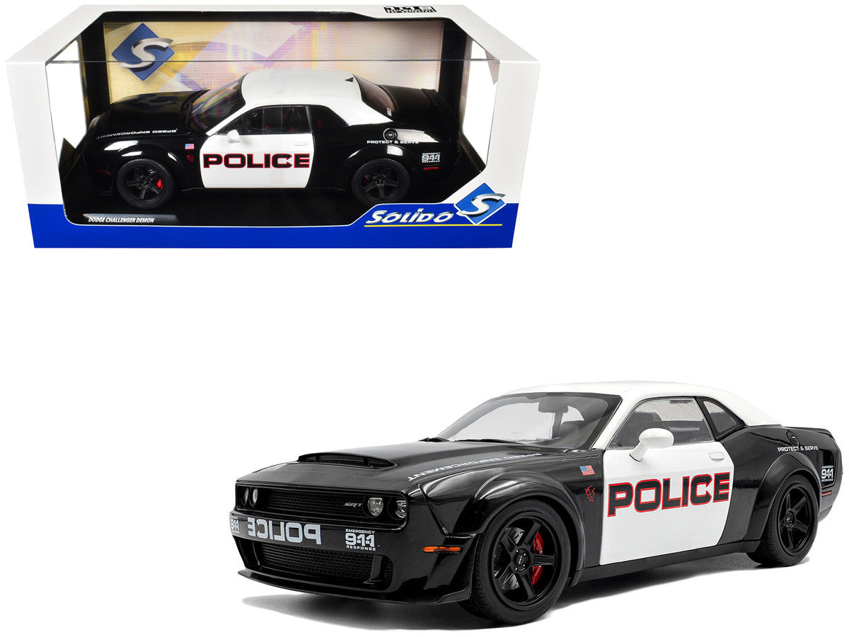 2023 Dodge Challenger Demon "Police" Black and White 1/18 Diecast Model Car by Solido LuxuryLifeWay Online Store