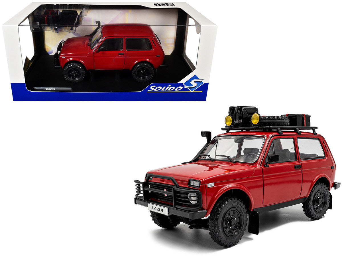1980 Lada Niva Red with Roof Rack and Accessories 1/18 Diecast Model Car by Solido LuxuryLifeWay Online Store