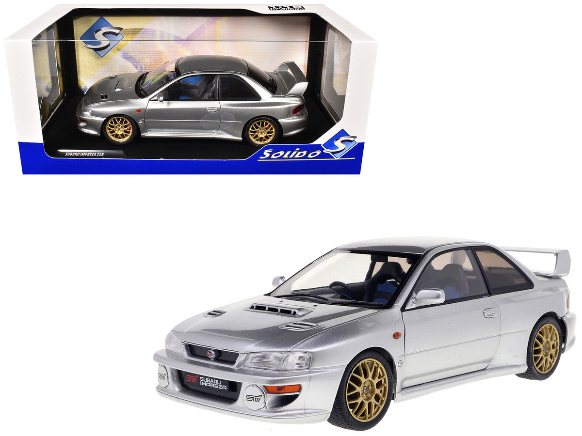 1998 Subaru Impreza 22B RHD (Right Hand Drive) Silver Metallic with Gold Wheels 1/18 Diecast Model Car by Solido LuxuryLifeWay Online Store