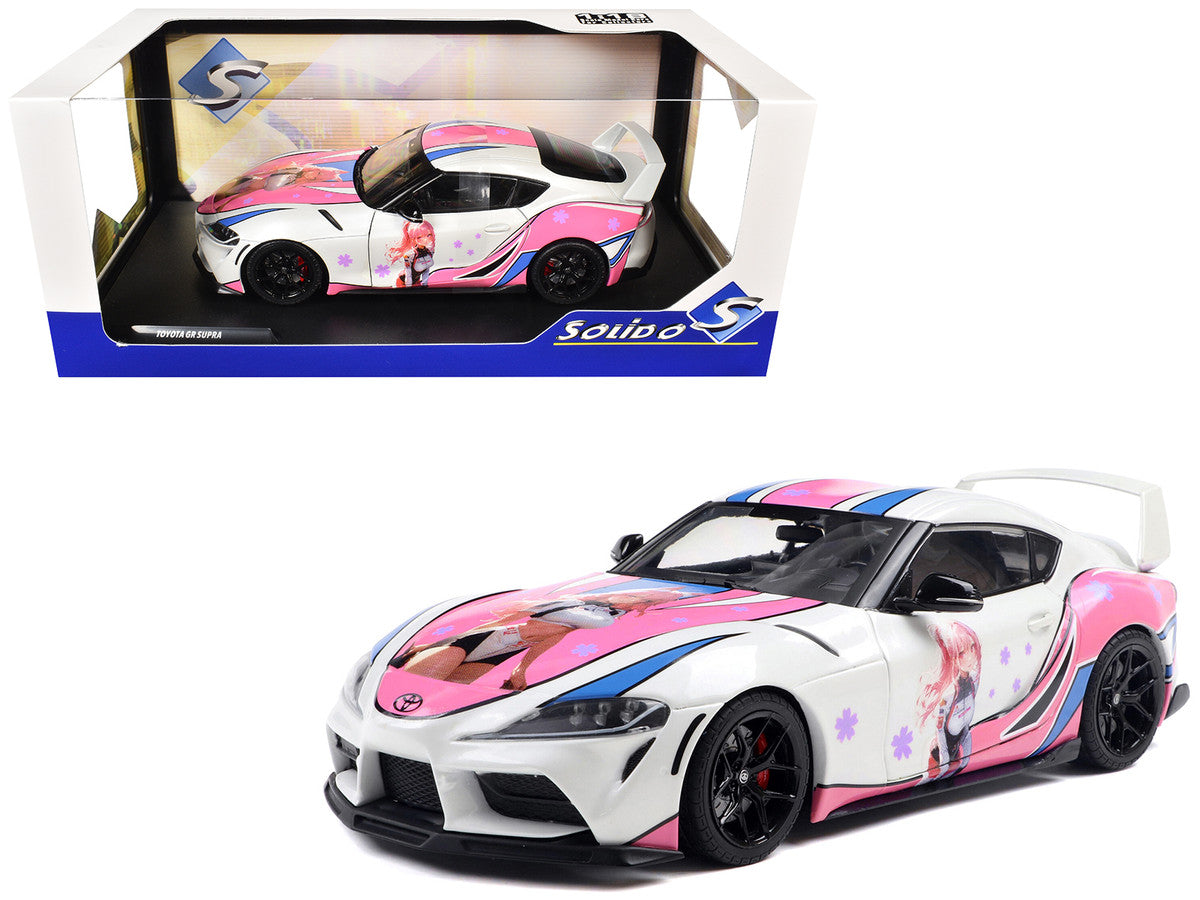 2024 Toyota GR Supra "Itasha" White with Graphics "StreetFighters" 1/18 Diecast Model Car by Solido LuxuryLifeWay Online Store