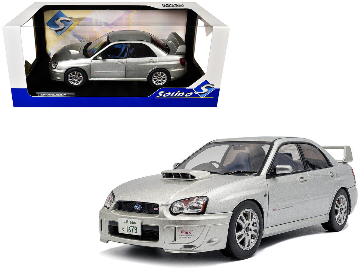 2004 Subaru Impreza WRX STI RHD (Right Hand Drive) Premium Silver Effect 1/18 Diecast Model Car by Solido LuxuryLifeWay Online Store