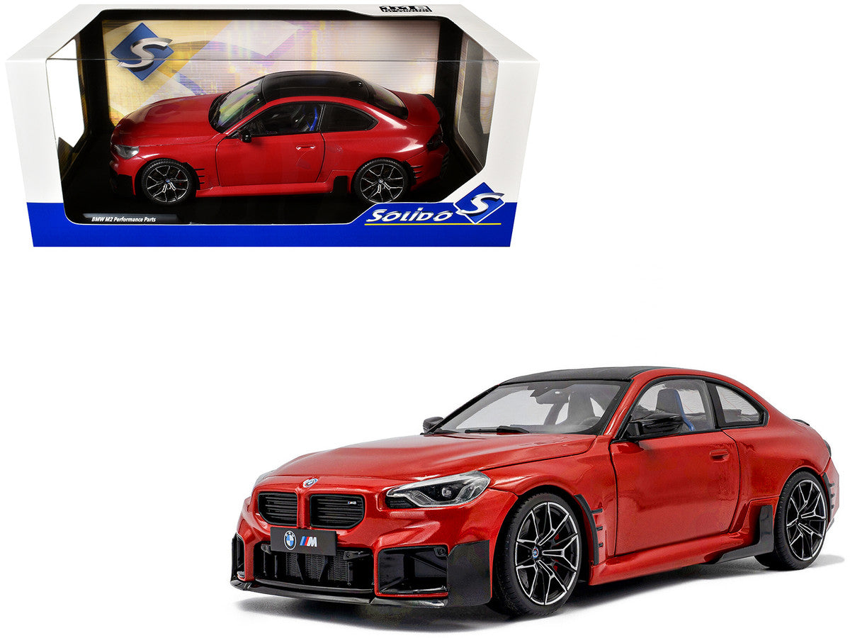 2024 BMW M2 Performance Parts Toronto Red Metallic with Carbon Top 1/18 Diecast Model Car by Solido LuxuryLifeWay Online Store