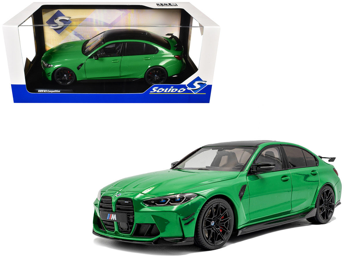 2024 BMW M3 Competition Signal Green with Carbon Top 1/18 Diecast Model Car by Solido LuxuryLifeWay Online Store