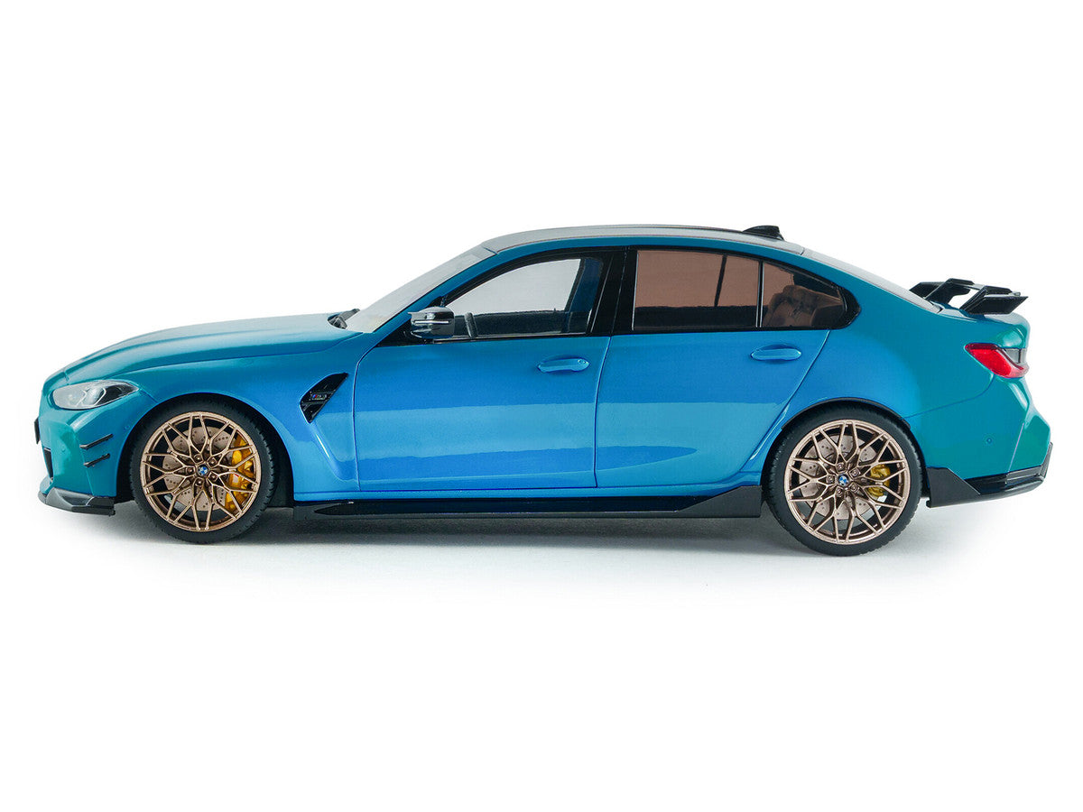 2024 BMW M3 Competition Daytona Beach Blue with Carbon Top 1/18 Diecast Model Car by Solido LuxuryLifeWay Online Store