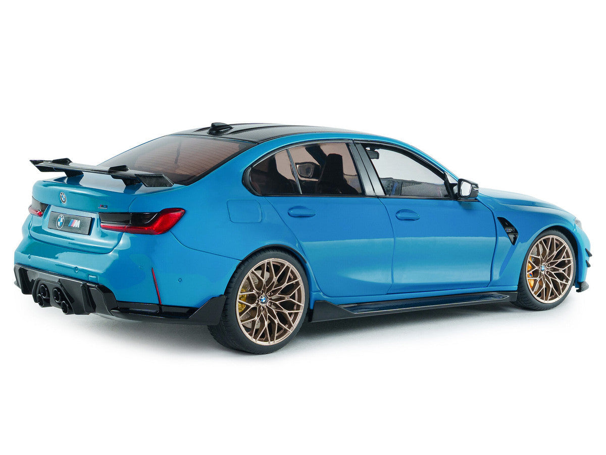 2024 BMW M3 Competition Daytona Beach Blue with Carbon Top 1/18 Diecast Model Car by Solido LuxuryLifeWay Online Store