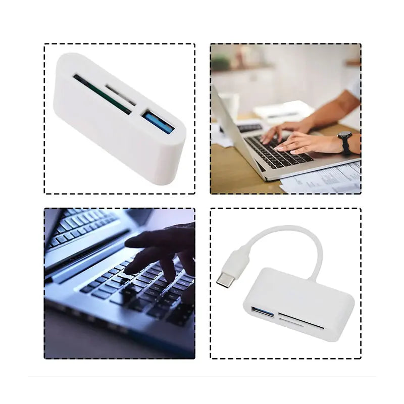 USB C SD Card Reader, USB C to Micro SD TF Memory Card Reader, 3-in-1 USB Camera Card Reader Adapter Pi-Mart
