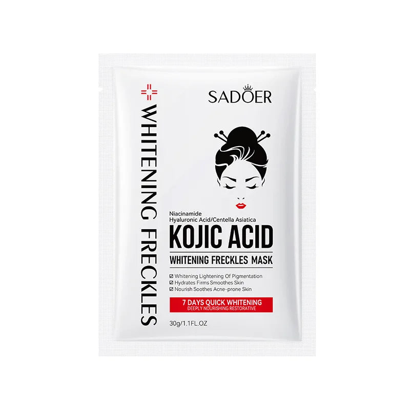 10pcs SADOER Kojic Acid Facial Masks Moisturizing Brightening Hydrating Face Mask Sheet Masks Beauty Facial Skin Care Products Tri Light Beauty