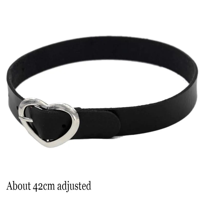 Black PU Leather Punk Choker Collar Necklace with Rivets Gothic Femme Jewelry for Party Club Sexy Goth Pendientes Pi-Mart