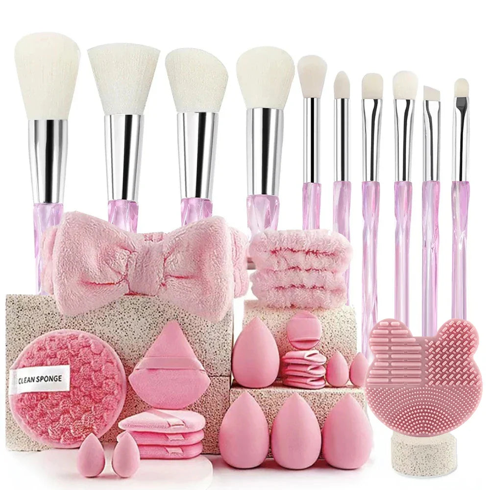 33pcs beauty set makeup kit large and small beauty sponges for flawless makeup application and removal of makeup full set Tri Light Beauty